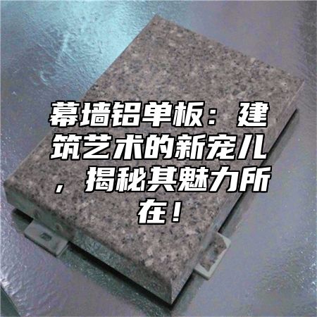幕墙铝单板：建筑艺术的新宠儿，揭秘其魅力所在！