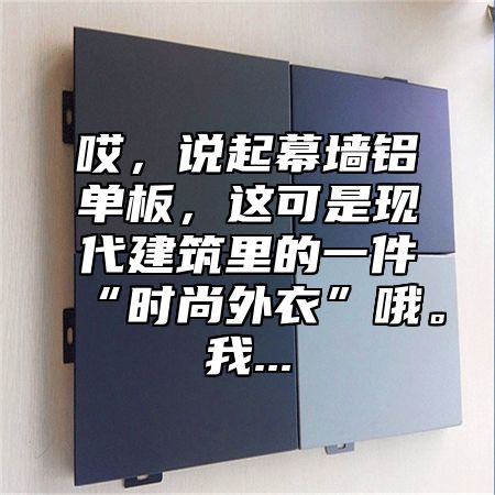 哎，说起幕墙铝单板，这可是现代建筑里的一件“时尚外衣”哦。我...