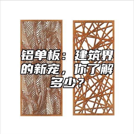 铝单板：建筑界的新宠，你了解多少？